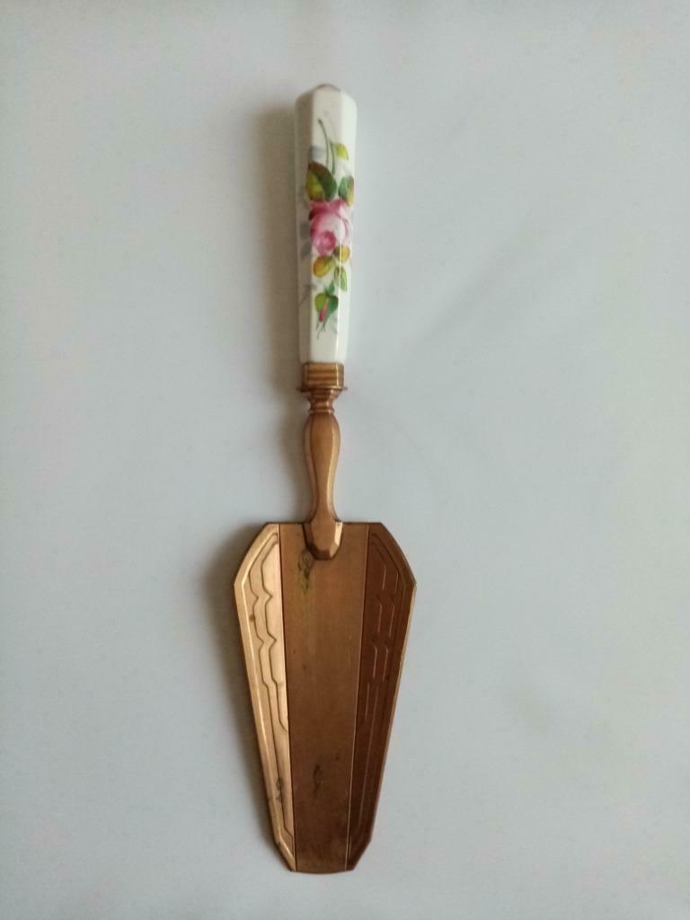 Pelle à tarte art deco cuivre/porcelain1920s, Enlèvement ou Envoi