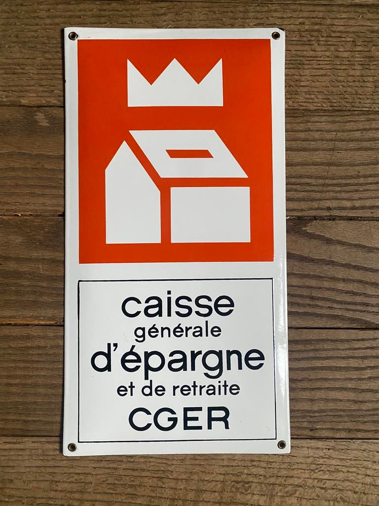 ASLK - CGER  emaille bord, Ophalen of Verzenden, Zo goed als nieuw, Reclamebord
