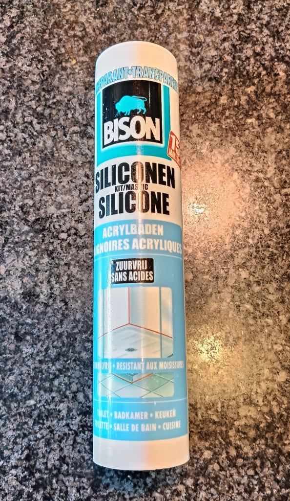 Ongeopende bus Bison siliconenkit acrylbaden transparant, Enlèvement ou Envoi, Neuf