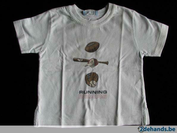 T-shirt garçon blanc avec dessin de baseball, 1 an, Garçon, MET, Enlèvement ou Envoi, Utilisé