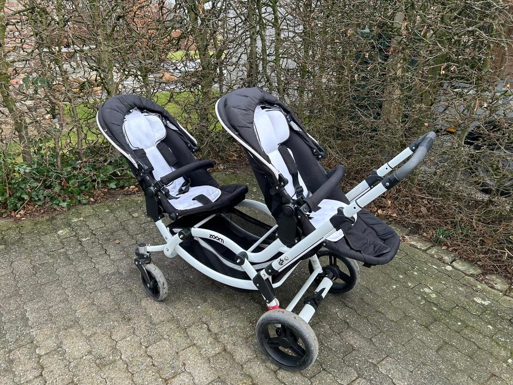 Pousette double enfants ABC Design modele zoom noir et blanc, Autres marques, Poussette combi, Comme neuf, Enlèvement