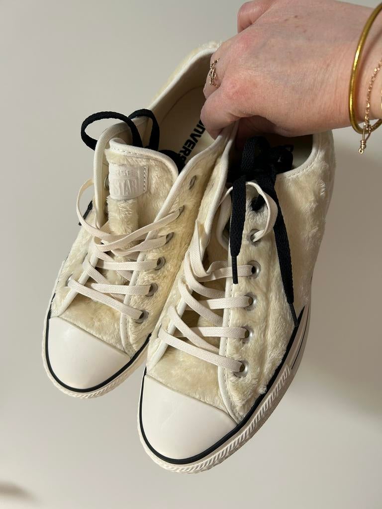 Converse nieuwe platformen van imitatiebont, Beige, Nieuw, Converse, Sneakers