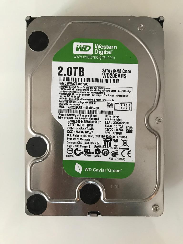 Harde schijf Western Digital 2TB (WD Caviar Green) WD20EARS, Computers en Software, Harde schijven, Intern, Western Digital, Console