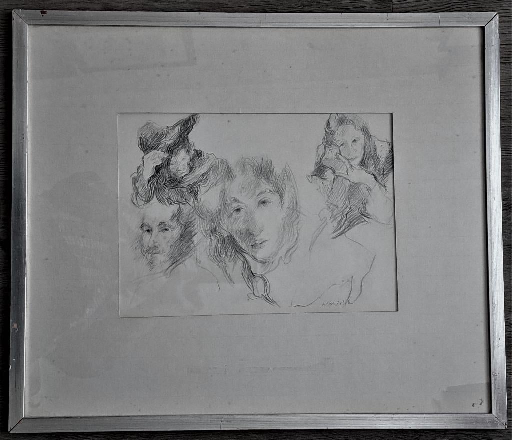 Albert De Deken 1915 -2003  prachtige tekening  “ figuren”, Antiquités & Art, Art | Peinture | Classique, Enlèvement