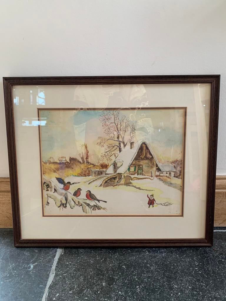 Schilderij winterlandschap, Ophalen of Verzenden