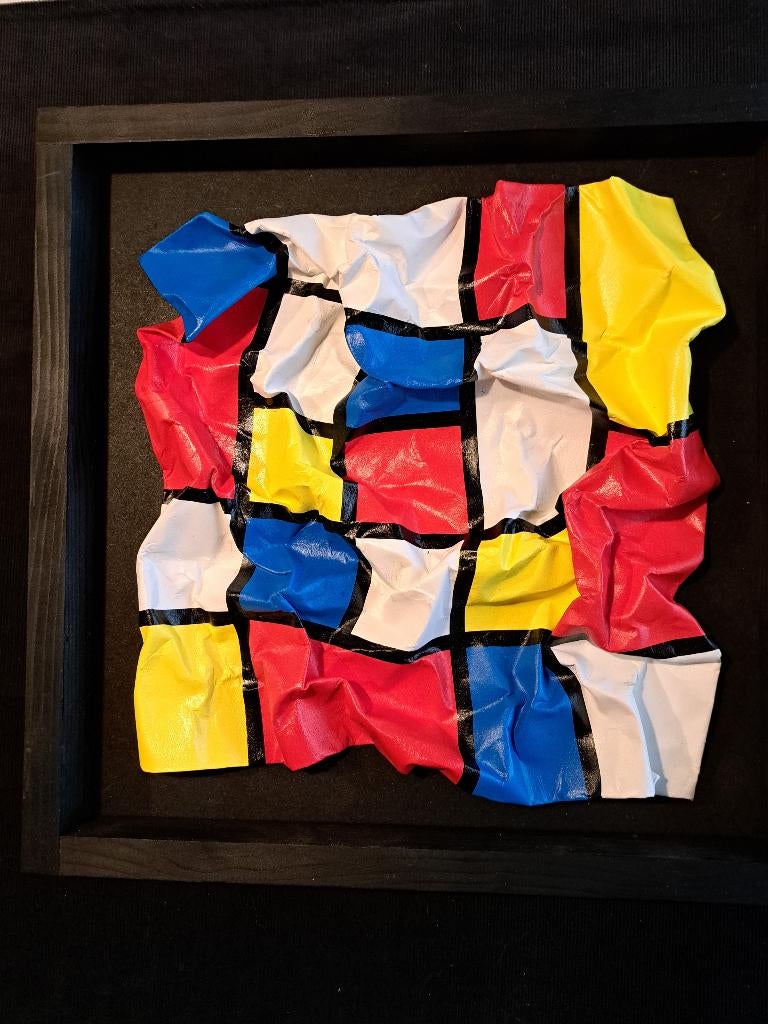 Mivillage - Mondriaan 3D - Uniek prachtig werk - STREETART, Antiek en Kunst, Ophalen