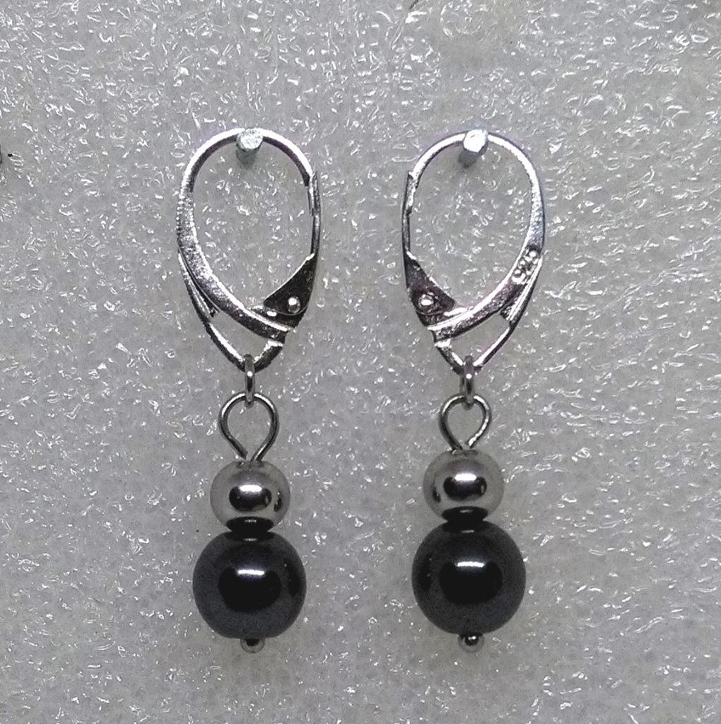 Natuurlijke zwarte hematiet parel 925 zilveren oorbellen, Handtassen en Accessoires, Oorbellen, Hangers, Zwart, Nieuw, Ophalen of Verzenden