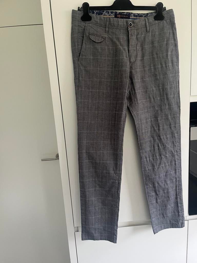 Lichte grijsblauwe geruite broek heren van Marc Bellini, Kleding | Heren, Ophalen, Zo goed als nieuw