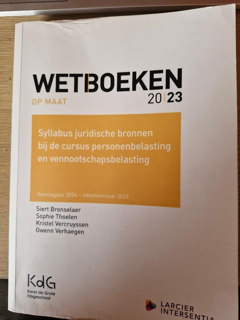 Wetboek personenbelasting IJ 2023 - AJ 2024, Boeken, Ophalen of Verzenden, Zo goed als nieuw, Hogeschool, Larcier intersentia