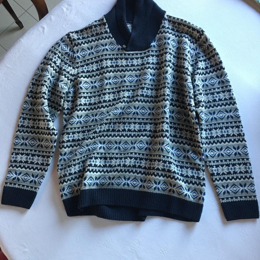 Pull pour homme à motif scandinave, Angelo Litrico, Comme neuf, Bleu, Enlèvement