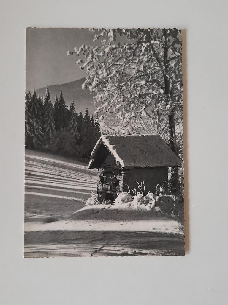 Oude wenskaart - berglandschap in de sneeuw, Ophalen of Verzenden, 1960 tot 1980, Ongelopen