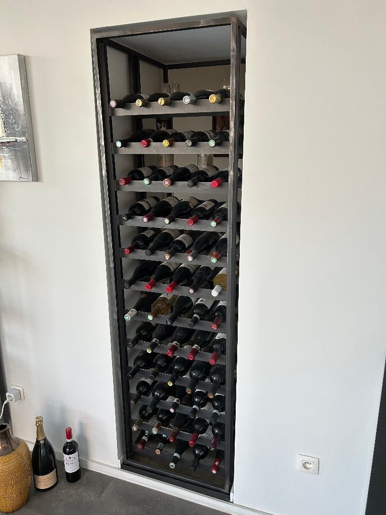 Meuble vin et alcool, Huis en Inrichting, Woonaccessoires | Wijnrekken, Zo goed als nieuw, 75 cm of meer, Metaal, 25 flessen of meer
