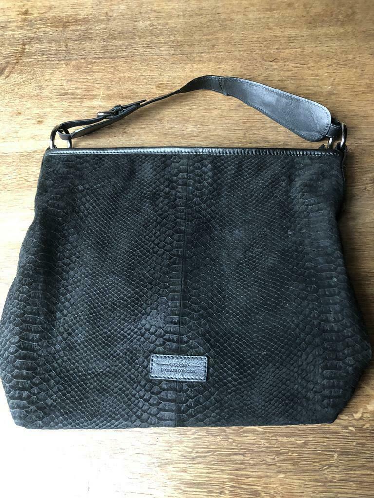 Sac SACHA /imitation « crocodile »/noir 40x32 bandoulière 55, Utilisé, Noir