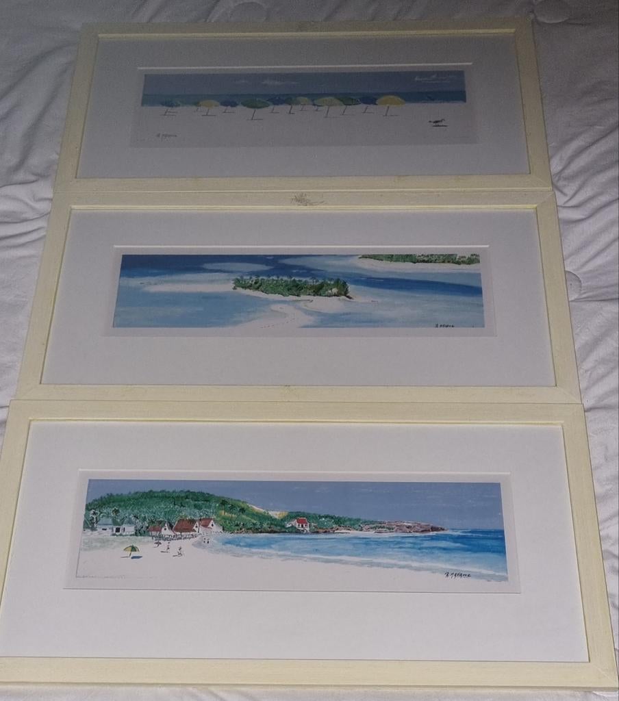 Mooie serie van 3 eiland schilderijtjes, Huis en Inrichting, Ophalen of Verzenden