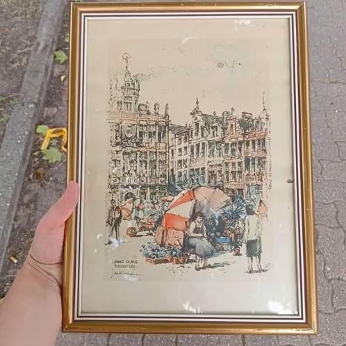 Lithographie Bruxelles grand place, Antiquités & Art, Enlèvement ou Envoi