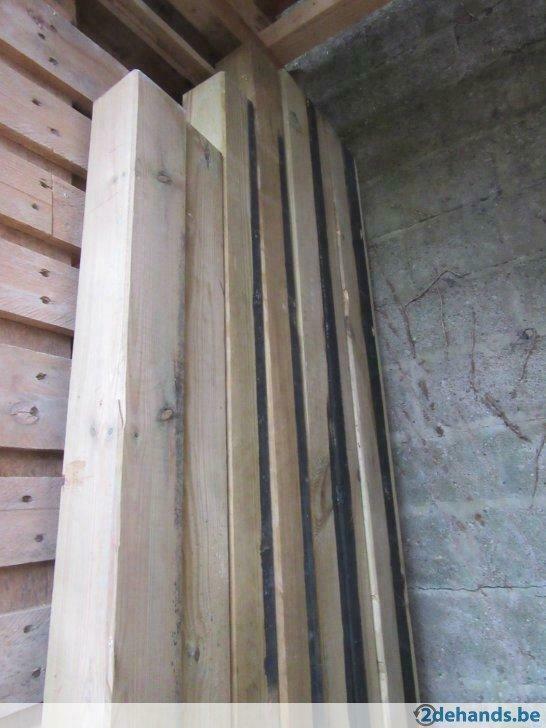 Tuinpalen (naaldh.) 88*88mm - vierz. geschaafd/Geïmgregneerd, Tuin en Terras, Schuttingen, Ophalen of Verzenden, Gebruikt