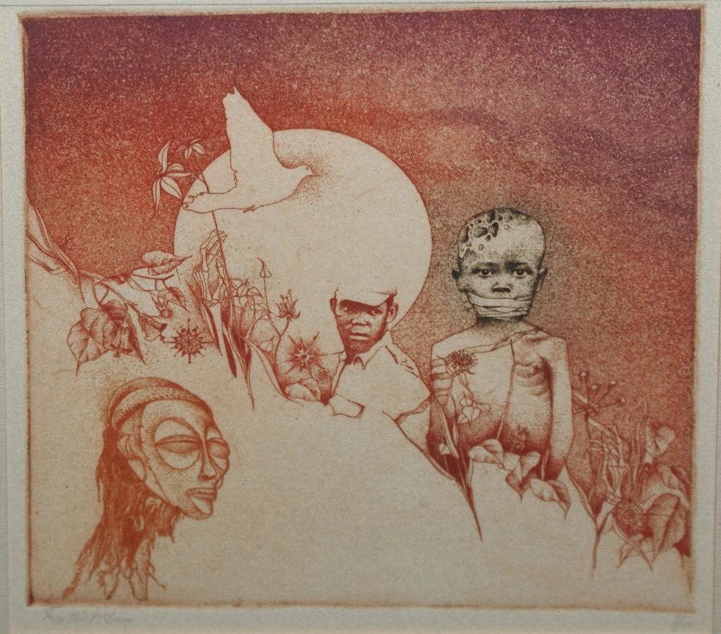 Walter Brems (1947): Afrika 5/100 (37 x 37 cm), Antiquités & Art, Art | Eaux-fortes & Gravures, Enlèvement ou Envoi