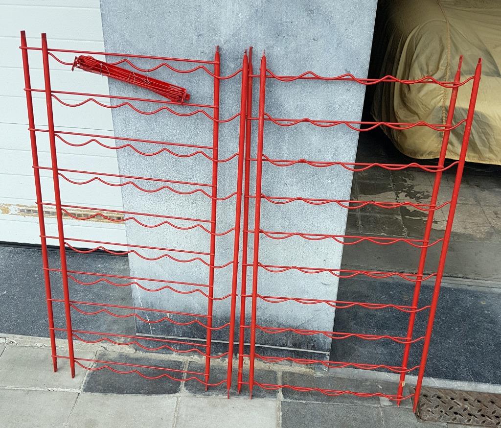 2 stalen flessenhouders 50 flessen, Ophalen, Gebruikt