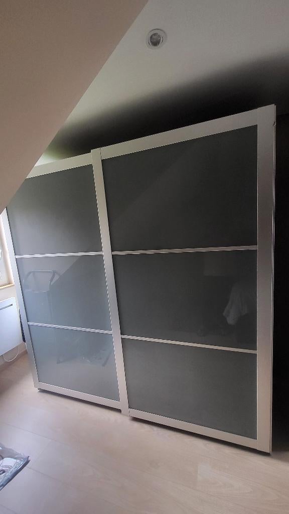 Deux portes coulissantes en verre trempé pour dressing Ikea, Enlèvement ou Envoi, Verre, 150 à 200 cm, Utilisé