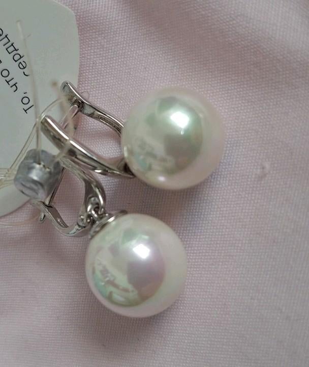 Silver earings with synthetic pearls, Ophalen of Verzenden, Zo goed als nieuw