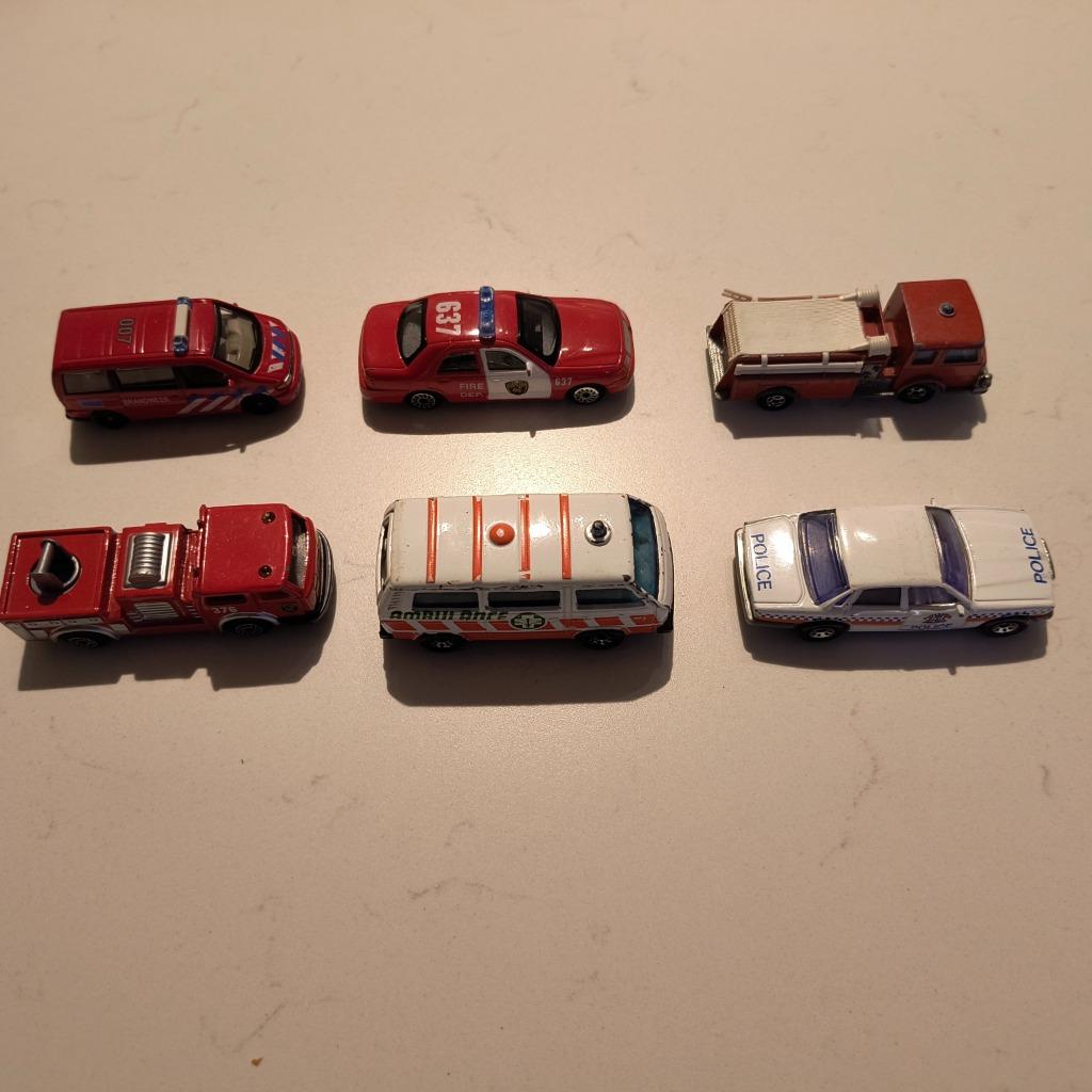 Set van 6 Hulpdiensten Voertuigen, Kinderen en Baby's, Speelgoed |Speelgoedvoertuigen, Ophalen of Verzenden, Gebruikt