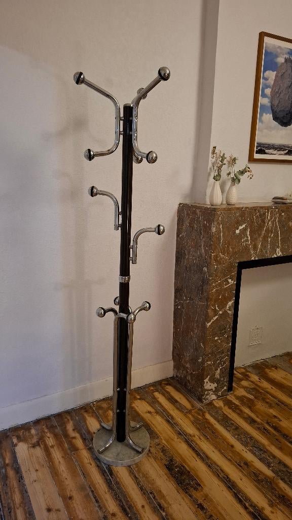 Porte-manteau vintage Space Age en chrome, Utilisé, Métal, Portemanteau sur pied, 150 à 200 cm