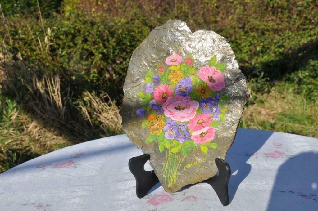 §  ardoise decorative bouquet peint main, Antiquités & Art, Enlèvement ou Envoi