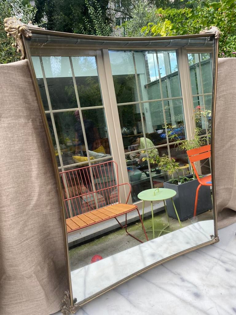 Antieke spiegel met bronzen frame, Antiek en Kunst