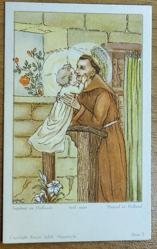 Serie T, KUNST-ADELT - Le Moine et l'enfant (Andrée SCIEUR), Ophalen of Verzenden, Bidprentje