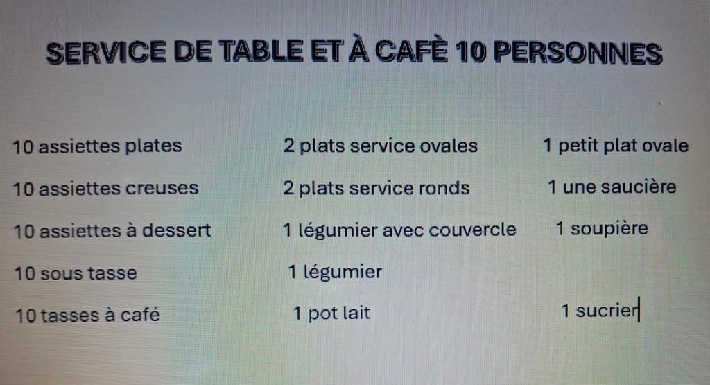 Service à dîner 10 personnes, Enlèvement