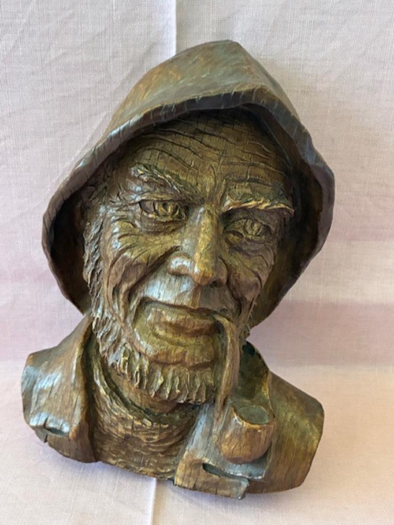 Tête de pêcheur sculptée sur bois, Antiquités & Art, Art | Sculptures & Bois, Enlèvement ou Envoi