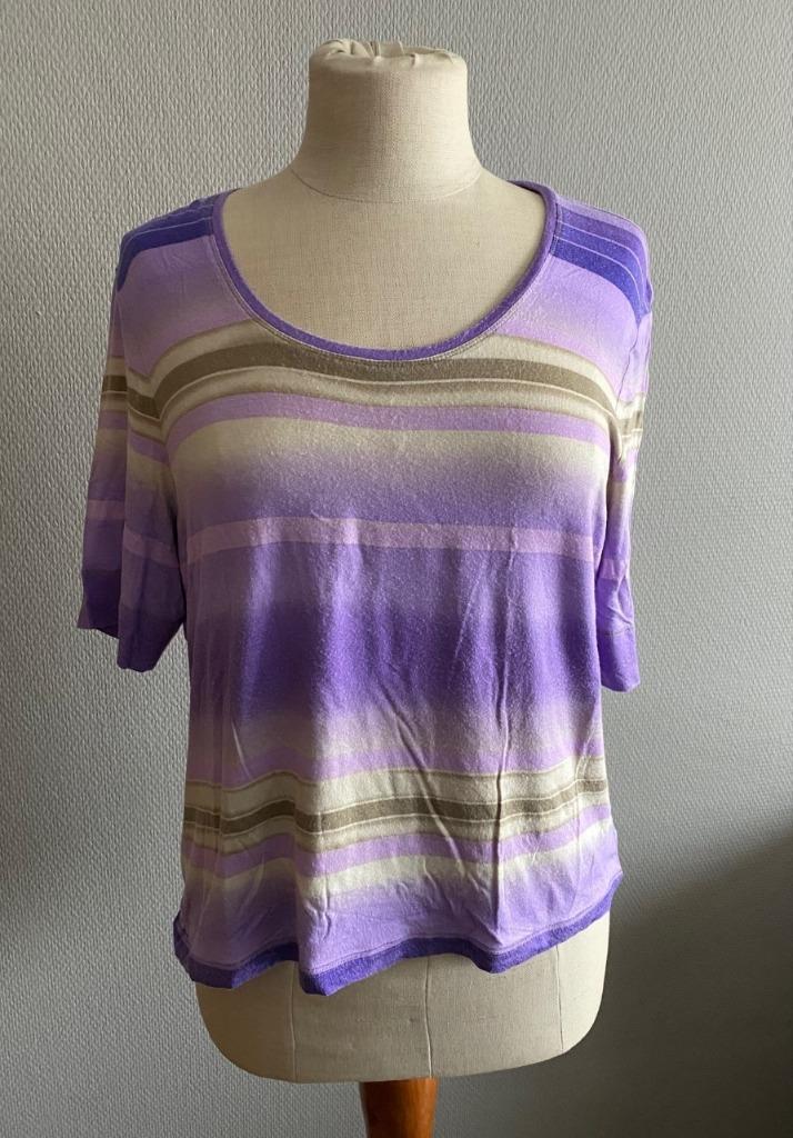 Paars gestreept topje Basler maat 44, Taille 42/44 (L), Manches courtes, Basler, Comme neuf