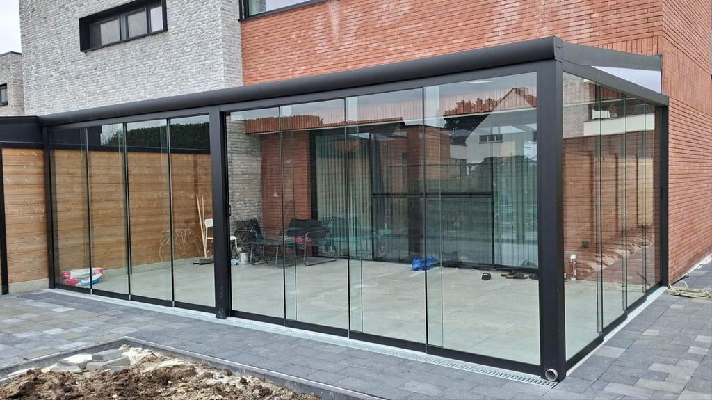 Terrasoverkapping glazen schuifwanden veranda carport pergol, Ophalen of Verzenden