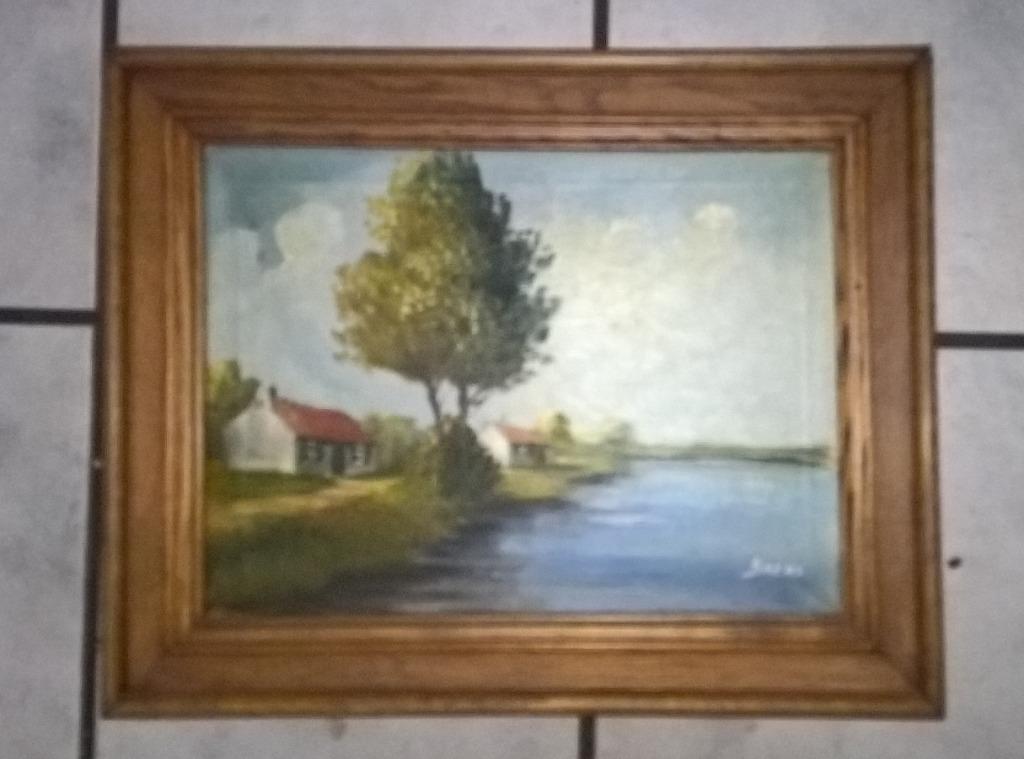 vintage schilderij van landelijk zicht getekend baert, Enlèvement