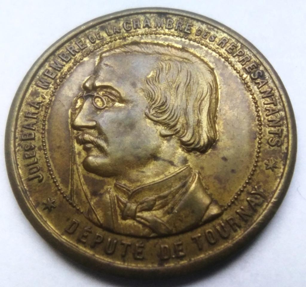 erepenning bara  tournai doornik 1871 defenseur du droit, Ophalen of Verzenden, Overige materialen
