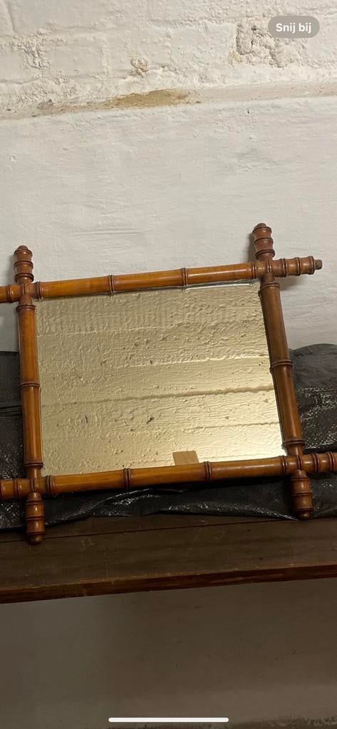 Mooi antiek spiegeltje in faux bambou  in prima staat, Antiek en Kunst, Antiek | Spiegels, Ophalen