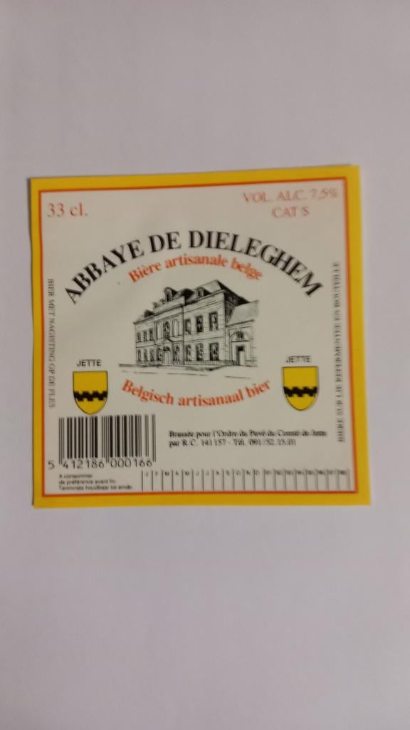 Bieretiketten, Abbaye de Dieleghem (3)(3/1), Ophalen of Verzenden, Zo goed als nieuw