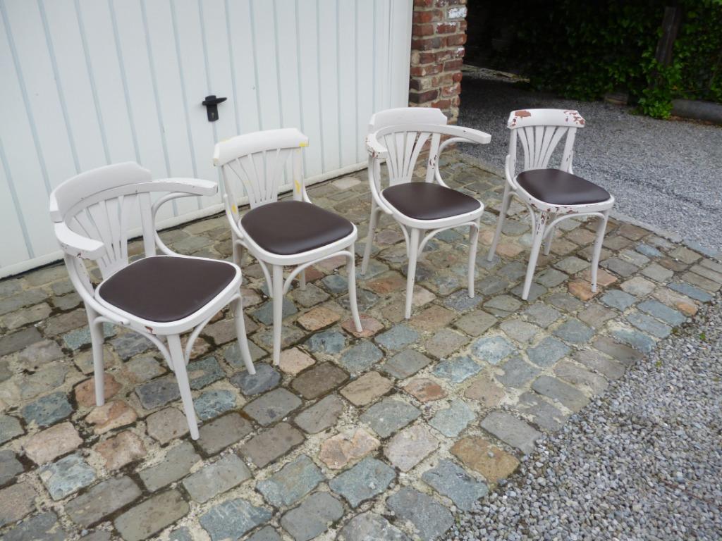 4 oude bistrot stoelen genre Thonet zitting skay café stoel, Antiek en Kunst, Curiosa en Brocante, Ophalen