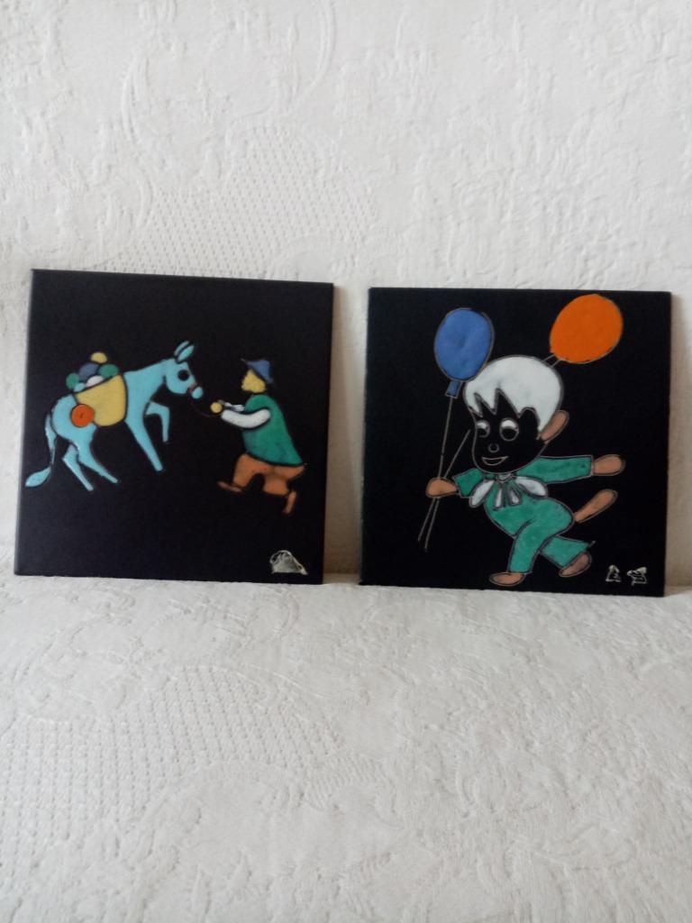 Paar keramische decoratieve tegels Marei/Duitsland jaren 60, Ophalen of Verzenden