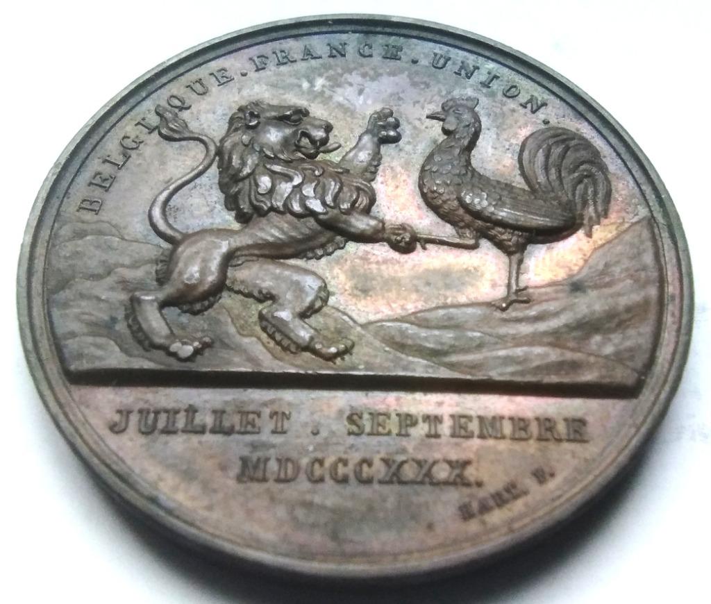 medaille 1832 Hart belgique france union citadel antwerpen, Ophalen of Verzenden, Brons