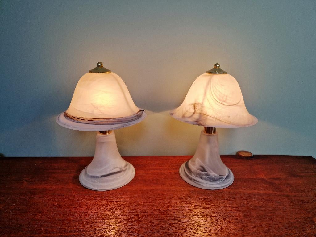 Duo champignonlampen in Murano-glas, 1970-80, Ophalen of Verzenden