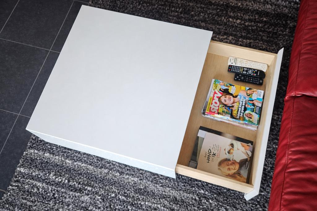 Vierkante salontafel met schuif, Moins de 50 cm, 50 à 100 cm, Carré, Enlèvement