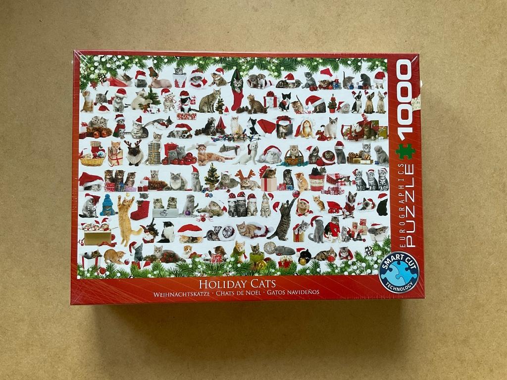 Puzzel kerstkatje, 1000 stukjes, Ophalen of Verzenden, 500 t/m 1500 stukjes, Nieuw, Legpuzzel