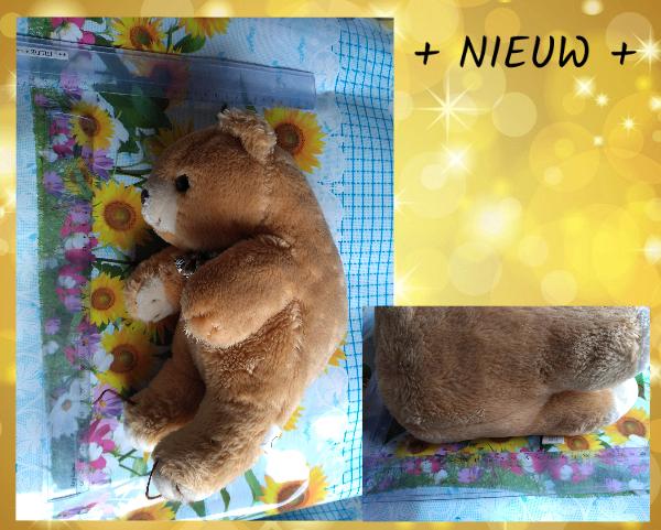 knuffel beer +NIEUW+ met bruine strik verjaardag geboorte, Ophalen of Verzenden, Nieuw, Beer