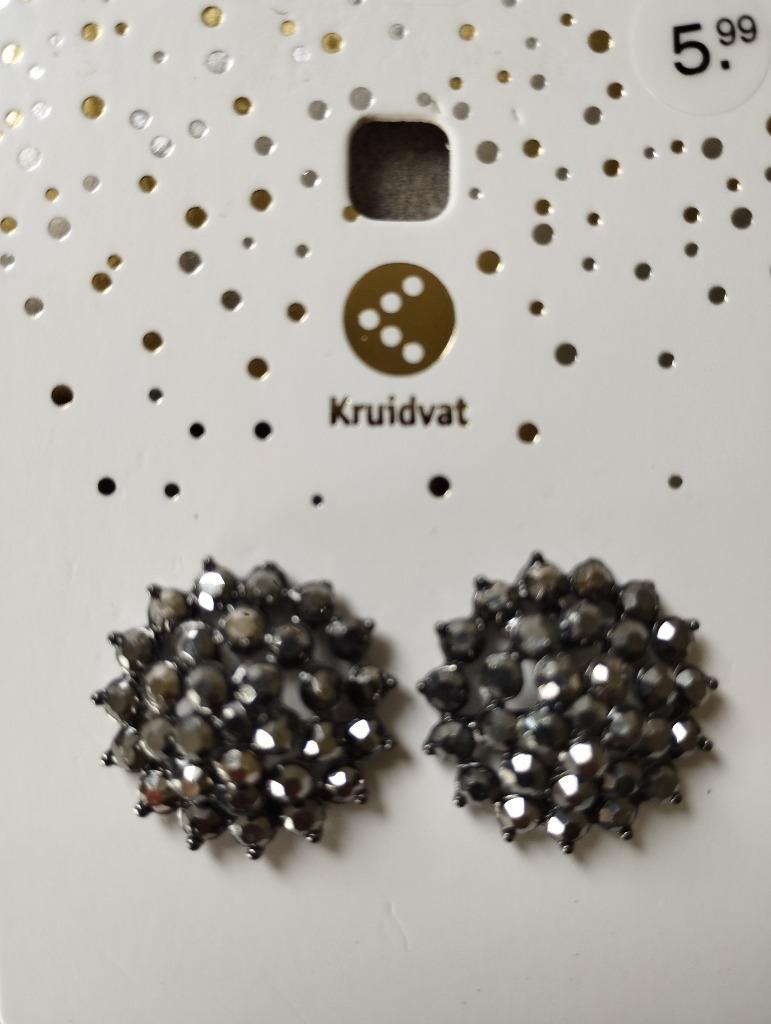 Nieuwe mooie donkergrijze oorbellen, Bijoux, Sacs & Beauté, Boucles d'oreilles, Enlèvement, Neuf, Gris, Avec strass