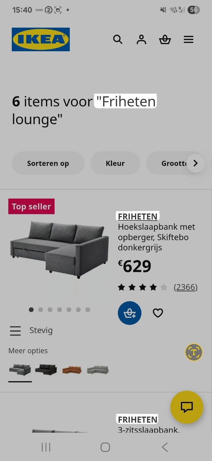 Slaapbank Friheten Ikea donkergrijs, Maison & Meubles, Enlèvement