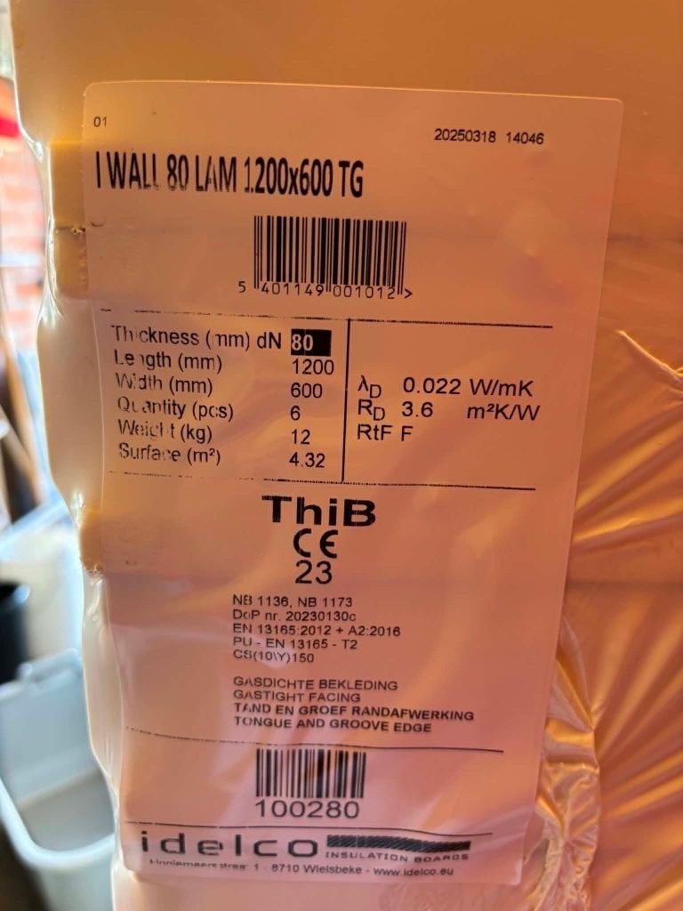 PIR-platen van I-WALL (80mm en 120mm), 10 tot 15 m², Nieuw, Hardschuim (Pir), 8 tot 12 cm