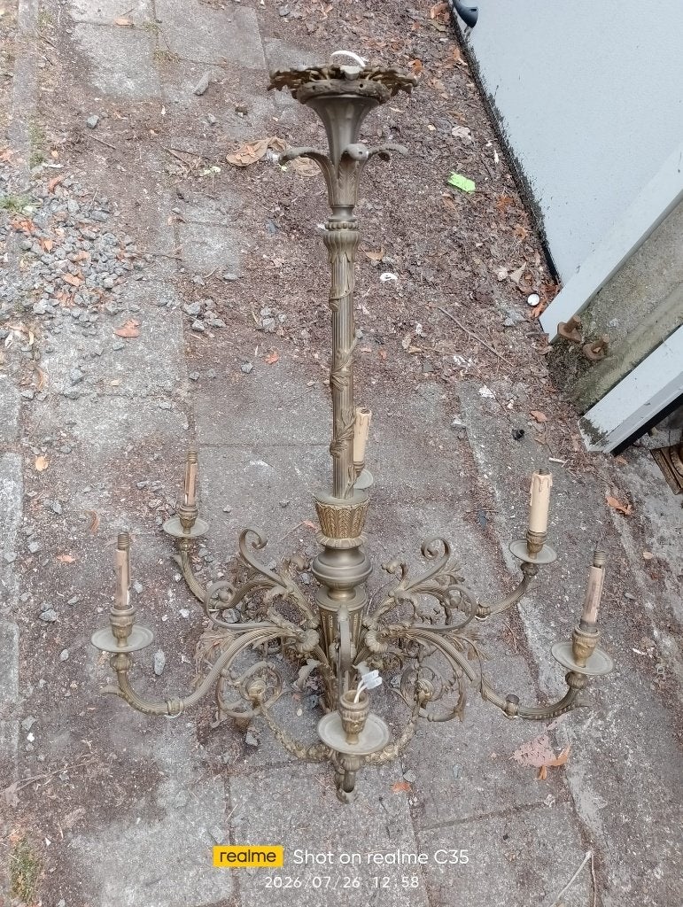 Koperen luster lamp, Ophalen