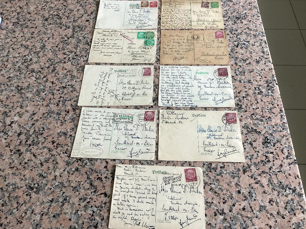 Lot de 9 cartes  allemandes, timbre des années 1930, spécial, Enlèvement ou Envoi, Affranchi, Autre