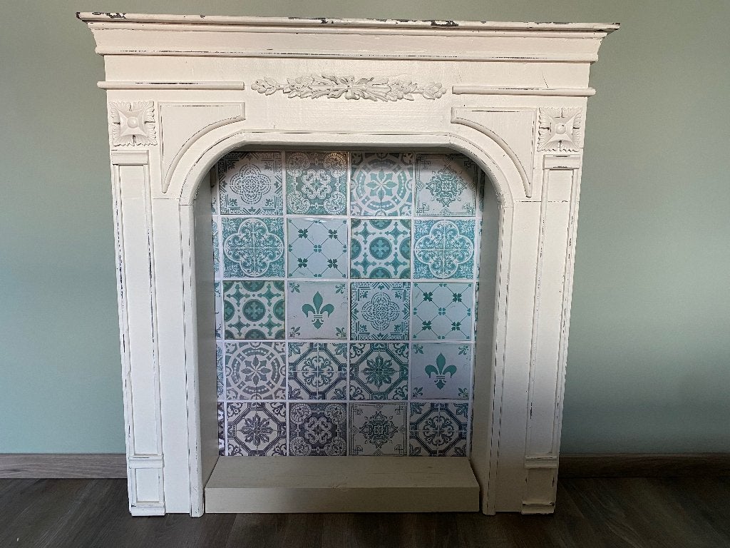 Clayre & Eef schouw  61x18x80 cm wit schoorsteenmantel, Huis en Inrichting, Haarden, Ophalen, Gebruikt, Vrijstaande haard, Overige soorten